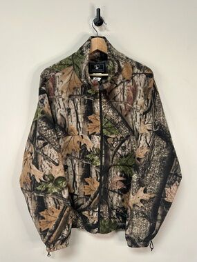 Vtg Camo Fleece Zip Up